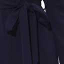 Allegra K Women's V Neck Jumpsuit Long Sleeve Tie Waist Wide Leg Long Pants Elegant Knit Jumpsuits (Black, L)