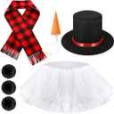 Haysandy 3 Pcs Snowman Christmas Costume Kit for Women, Snowman  Carrot Nose Scarf White 5 Layers Tutu Skirt
