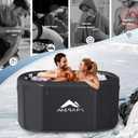 Merapi XL 170 Gal Cold Plunge Tub with Seat Cushion, 57in Large Inflatable Ice Bath Tub for Athletes Recovery, Portable Ice Bath Tub Compatible with Water Chiller, w/Dust Cover, Pump & Storage Bag
