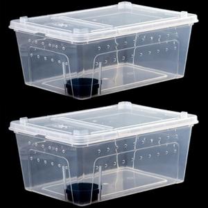 Critter Keeper 2-Pack, Cricket Cage & Reptile Feeding Box 12.59"x8.66"x5.9" Transparent Portable Plastic Snake Habitat Escape-Proof Ventilated Design for Gecko, Tarantula, Scorpion, Spider, Frog