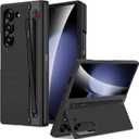 Miimall for Samsung Galaxy Z Fold 5 Case with Pen & Pen Holder [Built-in Clear Screen Protector & Invisible Stand] [Military Grade Drop] Slim Thin Protective Galaxy Fold 5 Case, Black