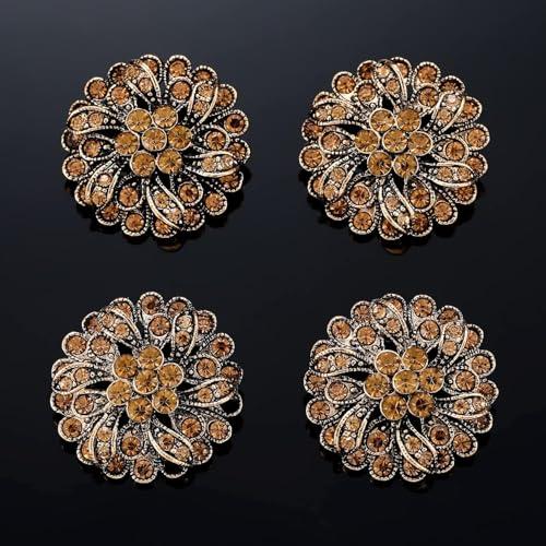 Rytenz 4 Pcs Rhinestone Buttons Crystal Embellishments for Clothing Jewelry Making DIY Decoration Bottons for Sewing Crafts Wedding Bridal (Button-1)