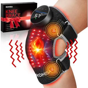 Red Light Therapy Knee Brace&Vibration Knee Massage for Pain Relief, 660nm&850nm Rechargeable Near Infrared Light Therapy Device for Knee/Elbow/Shoulder Faster Recovery for Cordless Use (Knee Massager)