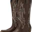 Rollda Cowboy Boots for Women, Cowgirl Boots, Comfortable Western Boots with Pointed Toe Stitched Embroidery for Country Concert Dancing Wedding Traveling Daily Outfits 9.5