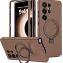 Designed for Samsung Galaxy S25 Ultra Case with Magnetic Ring Stand [Compatible with Mag-Safe][Military Grade Drop Protection][Build in Kickstand] S25 Ultra Phone Case 6.9",Brown