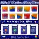 28 Pack Valentines Day Gifts for Kids, Valentines Galaxy Slime with Valentines Cards Kids Stress Relief Fidget Set Valentines Day Gifts for School Classroom Exchange Prize Party Favors Supplies
