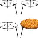 HOHIYA 4 Pack 9" Pizza Stand Riser Display Heavy Duty Metal Food Holder for Pizza Cake Dessert & Buffet Table Space Saving Serving Platter Stand, Non-Slip, Black