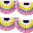 2 x 4 Pcs Easter Pleated Fan Flag Bunting Outdoor Spring Hanging Banner with 3 Reinforced Grommet for Home Indoor Outdoor Party Holiday Yard Garden Decor (2 x 4 ft,Light Colors)