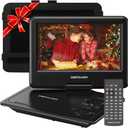 DBPOWER 11.5" Portable DVD Player, 5-Hour Built-in Rechargeable Battery, 9" Swivel Screen, Support CD/DVD/SD Card/USB, Remote Control, 1.8 Meter Car Charger, Power Adaptor and Car Headrest (Black)