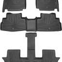 Powerty Floor Mats for 2020-2025 Kia Telluride 7 Seats All Weather 3D TPE Anti-Slip Car Liners for 1st & 2nd & 3rd Row Accessories