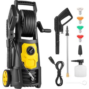 Happybuy Electric Pressure Washer - 2000 PSI, Up to 1.65 GPM. Comes with 30 ft Hose & Reel, 5 Quick Connect Nozzles, Foam Cannon. Portable for Cleaning Patios, Cars, Fences, Driveways. ETL Listed.