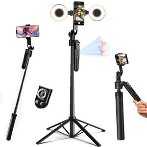 Auto Face Tracking Tripod for iPhone with Light 70.9 Selfie Stick Tripod Stand Follows Your Movement 360Phone Camera Tripod with Wireless Remote for Content Creator Vlog Live Stream Video Recording