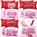 Kacctyen 12 Pcs Galentines Gifts Bulk Galentine's Makeup Bag Accessories Purse with Zippers Valentine's Galentine's Day Party Favors Stuffers Gift for Women Friends 8.4 x 5.2 in