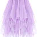 Dressever Women's Tulle Skirt A-Line High Elastic Waist Midi Skirt Irregular Layered Mesh Tutu Halloween Skirts (Purple, XXL)