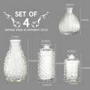 Glass Bud Vases Set of 4,Small Vase for Flowers,Clear Vintage Embossed Mini Vases,Flower Arrangements in Vases for Party or Home Decor (A)