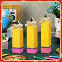Yuntau 3 Pcs Back to School Table Decor Wooden Pencil Block Signs Rustic Farmhouse wood Pencil Tabletop Centerpieces for The First Day of School Home Classroom Desk Shelf Tiered Tray Decor