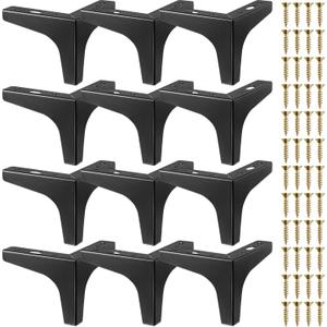 Chumia 12 Pieces 4 Inch Black Furniture Legs, Metal Furniture Replacement Feet Triangle, Table Legs for Cabinet Sofa Dresser Couch Cupboard Chairs Ottoman Modern Style