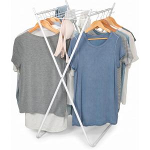 Honey-Can-Do Easy-Fold Collapsible Clothes Drying Rack, Sturdy Metal Laundry Rack Holds 40 lbs, Space-Saving Foldable Towel Rack for Indoor Outdoor Use, Non-Skid Feet, White