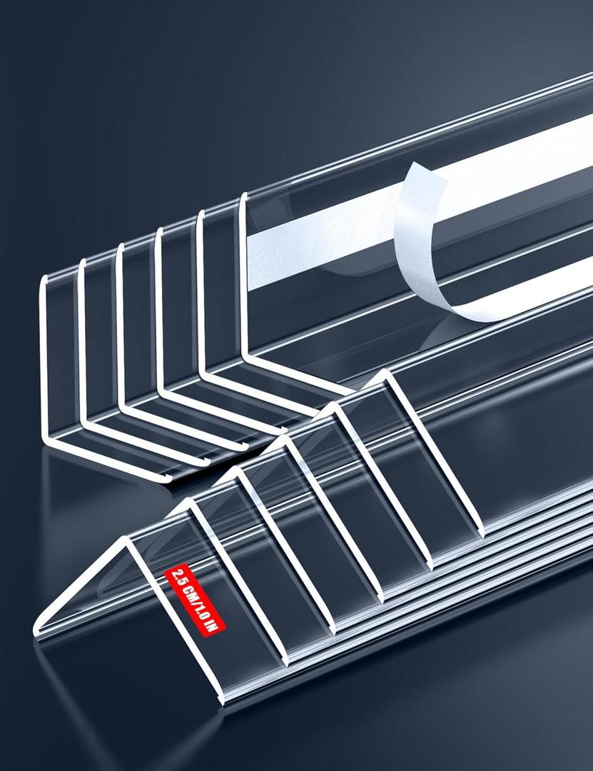 12PCS Clear Self-Adhesive Wall Corner ProtectorsCorner Guards & Edge Protector for Wall Door Frame Cabinet Baseboard & Door, Table, Stair (48" X 1.0")
