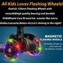 2Pcs 120mm Light Up Scooter Wheels - 2pcs Rear 80mm Light-Up Flashing 3-Wheeled kid Scooter Replacement Wheels with ABEC-9 Bearing for Kick Scooter (Black/120MM)