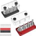 150A Bus Bar 12V Heavy Duty Power Distribution Block 4 x 5/16"(M8) Terminal Studs Waterproof Marine Bus Bar Terminal Block with Cover for Car Boat RV Solar System