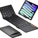 ProtoArc Foldable Keyboard with Touchpad, XK01 TP Folding Portable Keyboard, Full Size Keys, Large Trackpad Bluetooth Travel Keyboards for iPad Laptop PC Tablets -Black