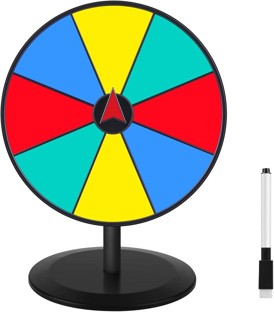 Prize Wheel 8 INCH Tabletop Roulette Wheel of Fortune Spin with Dry Erase Marker for Engaging Home Parties, Trade Show, Carnival Events,Party Birthday Wedding Housewarming