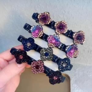 Rchovsam Sparkling Barrette Braided Hair Clips for Women Four-leaf Hair Clip for Short and Long Hair for Thick and Fine Hair Hair Styling Accessories for Holiday Party Birthday Gifts for Women 4pcs