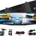 Mirror Dash Cam 4.5 Inch Rear View Mirror Camera 1080P Front and 480P Rear View Dual Cameras with 32G Card, Motion Detection, Night Vision, Parking Assistance, Loop RecordingExposure Adjustment