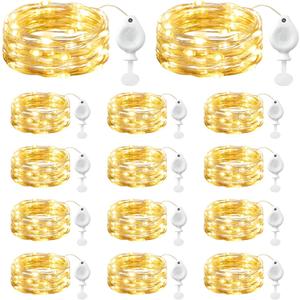 Brightown 14 Pack LED Fairy Lights Battery Operated String Lights, 7ft 20LED Waterproof Silver Wire Twinkle Lights, Firefly Starry Moon Lights for Mason Jars DIY Christmas Wedding Party Bedroom (Warm White)