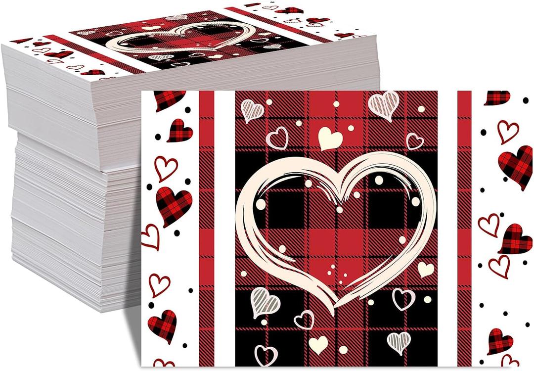 Red Black Love Paper Placemats Disposable 50Pcs Placemats Seasonal Holiday Paper Table Mats for Home Kitchen Dining Table Party Decoration