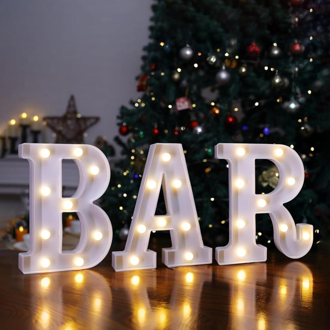 Light Up BAR Sign, Marquee LED Letters Battery Powered LED Letter Lights for Pub Home Bar Party Decoration