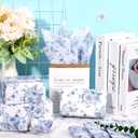 100 Sheets 20 * 14 Inches Blue Floral Tissue Paper for Gift Bags Vintage Flowers Printed Tissue Chinoiserie Paper for Bridal Shower Wedding DIY Craft Supplies