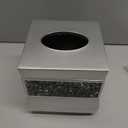 Creative Scents Crackled Glass Silver Tissue Box Cover Square - Decorative Tissue Box Holder - Tissue Holder Vessel for Bathroom with Durable Bottom Slider, Elegant Home or Bathroom Decor