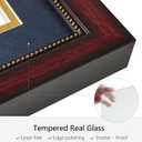 11x22 Diploma Frame with Tassel Holder, Graduate Frame for 8.5x11 Certificate Document and 4x6 Photo, Linen Texture Blue over Gold Double Mats, HD Real Glass, Mahogany with Gold Beads Embossing
