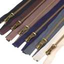 VILLCASE 6 Pcs Metal Separating Zippers for Sewing, 20.86 Inch Heavy Duty Brass Open End Zipper for Kids Jackets, Women's Cropped Coats and Backpacks, Earth Tone Neutral Colors Replacement Kit