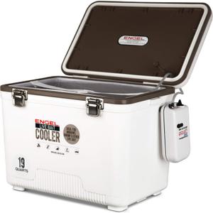 Engel Live Bait Cooler Box with 2nd Gen 2-Speed Aerator Pump - Portable Fishing Station & Minnow Bucket for Shrimp & Other Live Fish with Aerator - ENGLBC-N