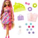 Barbie Totally Hair Doll, Flower-Themed with 8.5-inch Fantasy Hair & 15 Styling Accessories (8 with Color-Change Feature)