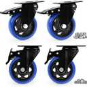 Caster Wheels, Heavy Duty 4 Inch Casters Set of 3, Locking Swivel Casters Wheels for Cart, Furniture and Workbench, Blue