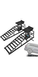 2 Pack Hydraulic Car Ramps 5t, Car Ramps High Lift 10000lbs, Cars Lift Service Ramp Height 9"-14.2", Heavy Duty Steel Auto Ramp for Changing Oil for Maintenance, Black