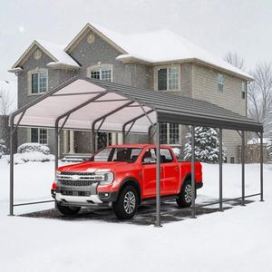 Carport, 12' x 20' Heavy Duty Carport with Updated Roof & Enhanced Base, All Weather Steel Car Port, Multi-Use Car Port Garage, Metal Carports for Car, Truck, Boat, Tractors, Party, Grey