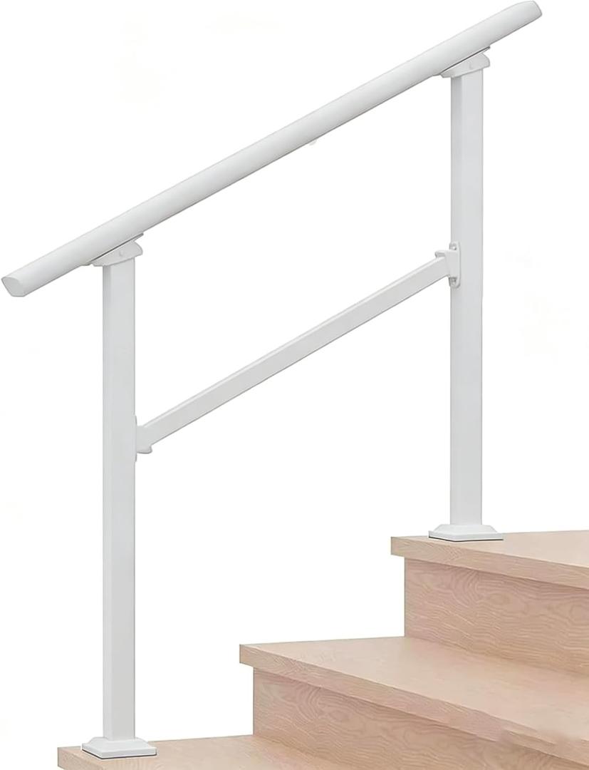 Metty Metal Hand Rails for Outdoor Steps3 Steps Stair Handrail & Indoor Stair Railing KitRailings for Outdoor Steps for Fence & Outdoor Steps
