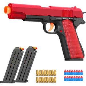 Look Real Toy Red with Ejecting Soft Bullets,Pistol Toys Play EVA Foam Blaster Realistic Model Soft Bullet Gift with Ejection Shell Bullets Fake Model Blasting