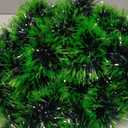 50 Ft Christmas Tree Frost Tip Glitter Tinsel Garland Snowy Metallic Hoilday Streamers Christmas Tree Wreath Shiny Decoration for Xmas Party Indoor Outdoor Home Hanging Decor (Deep Green)