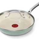 T-Fal Inspire Ceramic Frying Pans Nonstick 10.5 Inch Skillet with Lid, Oven Safe to 500°F, Cookware Stainless Steel Handle, Mint Green