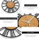 1st owned Wall Clocks for Living Room Decor,13" Vintage,Round Silent Non Ticking,Black Metal,Modern Wood Clocks for Home Bedroom,Kitchen,Garden,Office,Cafe,Modern Wall Decoration -Roman Numerals