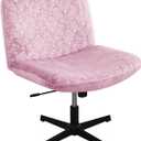 Criss Cross Chair Cover Pink Armless Chair Slipcover Office Desk Chair Covers Velvet Embossing Mid Back Wide Seat Accent Chair Covers for Computer Chairs and Vanity Chairs(Velvet-Pink)