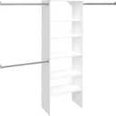 ClosetMaid SuiteSymphony Wood Closet Organizer Starter Kit Tower and 3 Hang Rods, Shelves, Adjustable, Fits Spaces 5  10 ft. Wide, Pure White, 25"