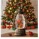 Christmas Snow Globe Lantern Water Glittering 12'' Cardinal with Music, USB Lined/Battery Operated Lighted Lantern for Christmas Festival Decoration Gifts
