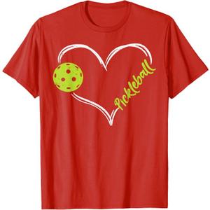 Pickleball Heart Love Pickle Ball Player Sport Women Men Kid T-Shirt Ladies L